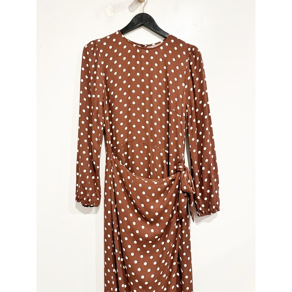 Reformation Reza Wrap Effect Polka Dot Crepe Midi Dress Size 10 - Picture 7 of 14